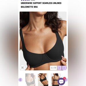 UNDERWIRE SUPPORT SEAMLESS UNLINED BALCONETTE BRA black 34D